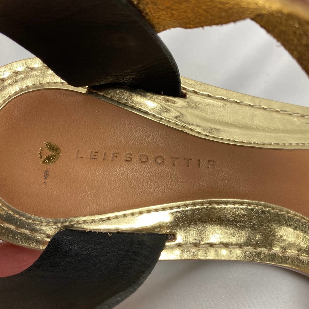 Leifsdottir Mabli Heels Sandal Black Brown Biege Leather Women's Size 41/ US 10 - Picture 6 of 11